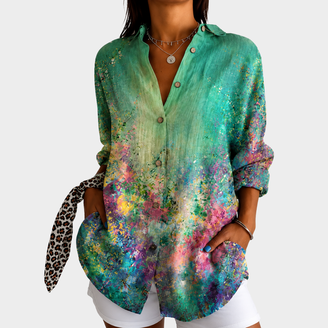 Emerald Green Print Blouse