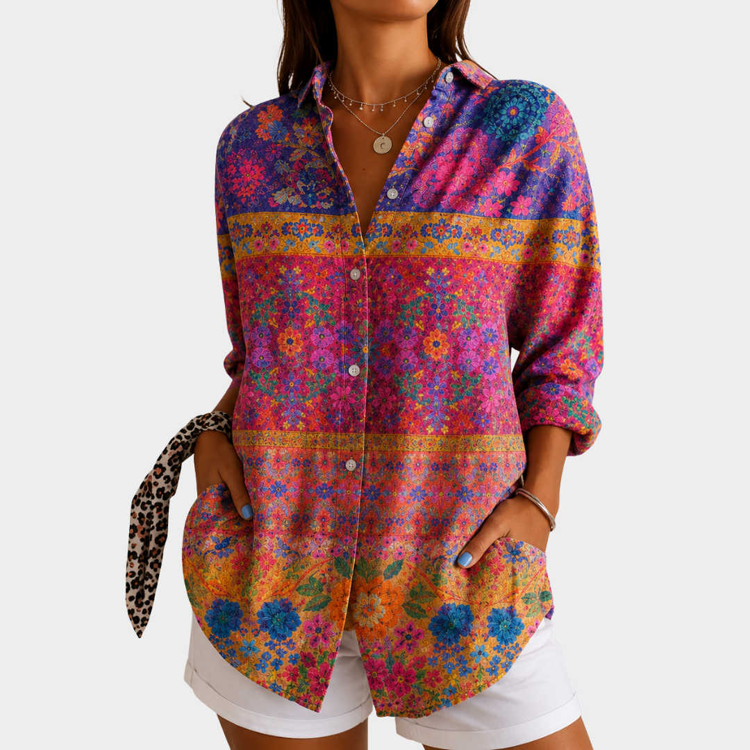 Garden-Colored Mosaic Blouse