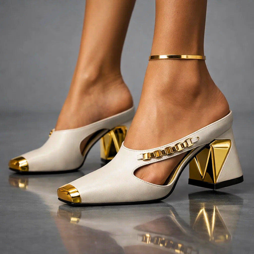 Alessia | Metallic Accent Heels