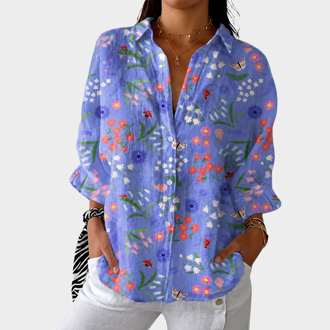 Loose Ditsy Print Blouse