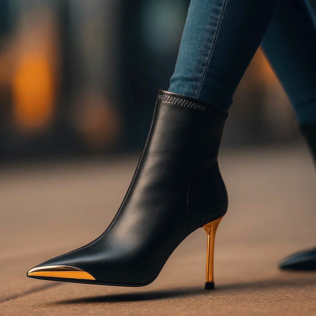 Aveline | Ankle Boots with Gold-Tone Detail