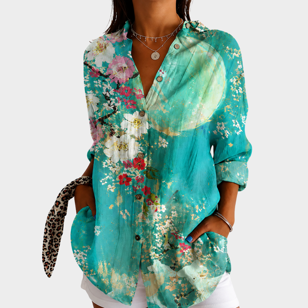 Cool Blue Floral Blouse