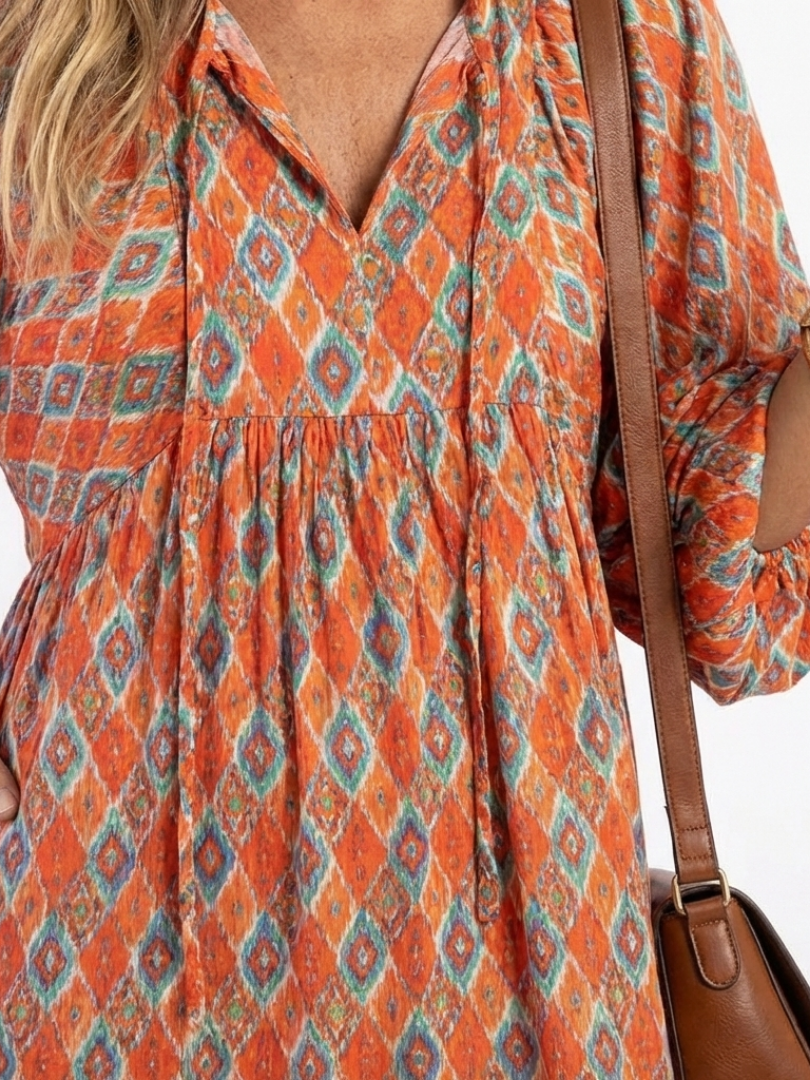 Sophia | Calm Beige Geometric Dress