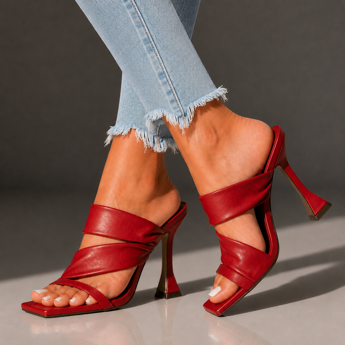 Serena | Crossover Strap Heeled Mules