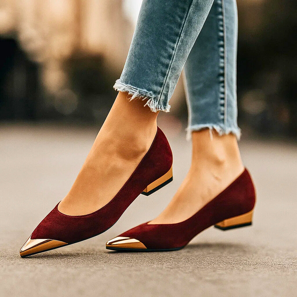 Aveline | Ballet Flats with Gold-Tone Toe Cap