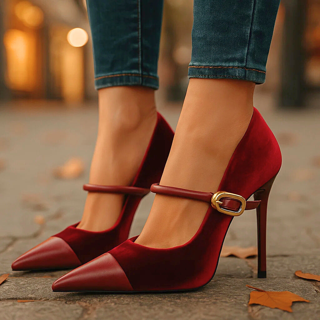 Ariette | Velvet Buckle Heels
