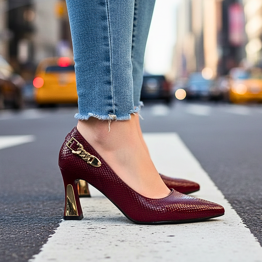 Alessia | Heels with Gold-Tone Heel Cap