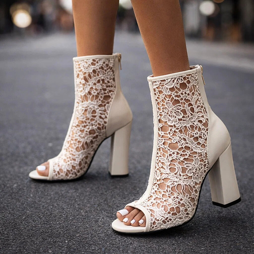 Amelia | Lace Heeled Ankle Boots