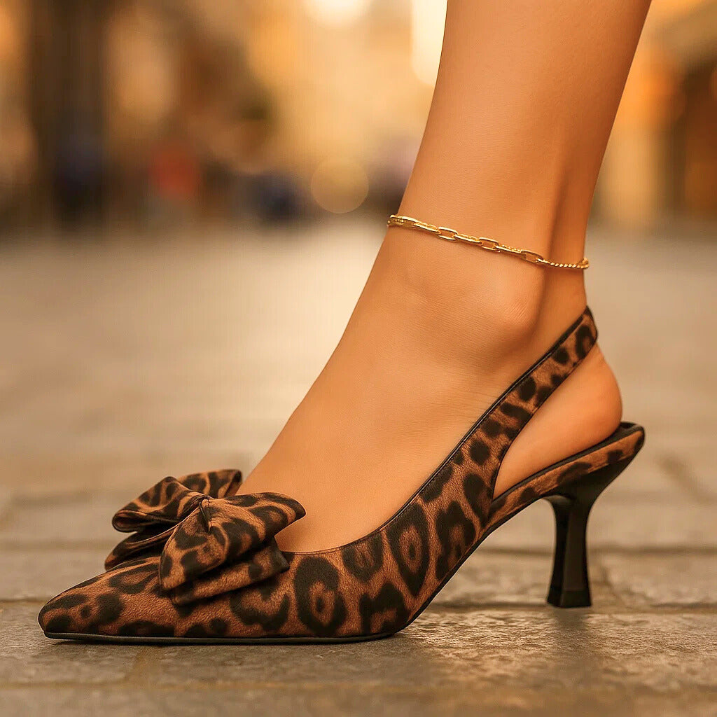 Lilian | Leopard Print Heels with Bow