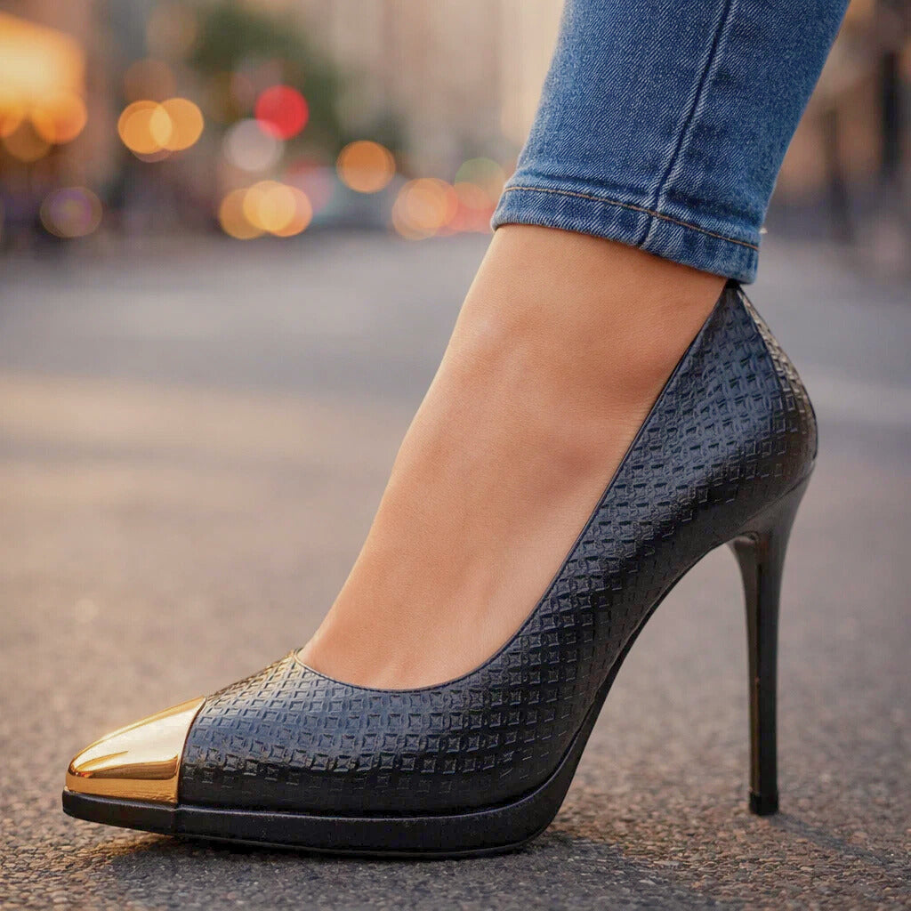Aveline | Heels with Gold-Tone Toe Cap