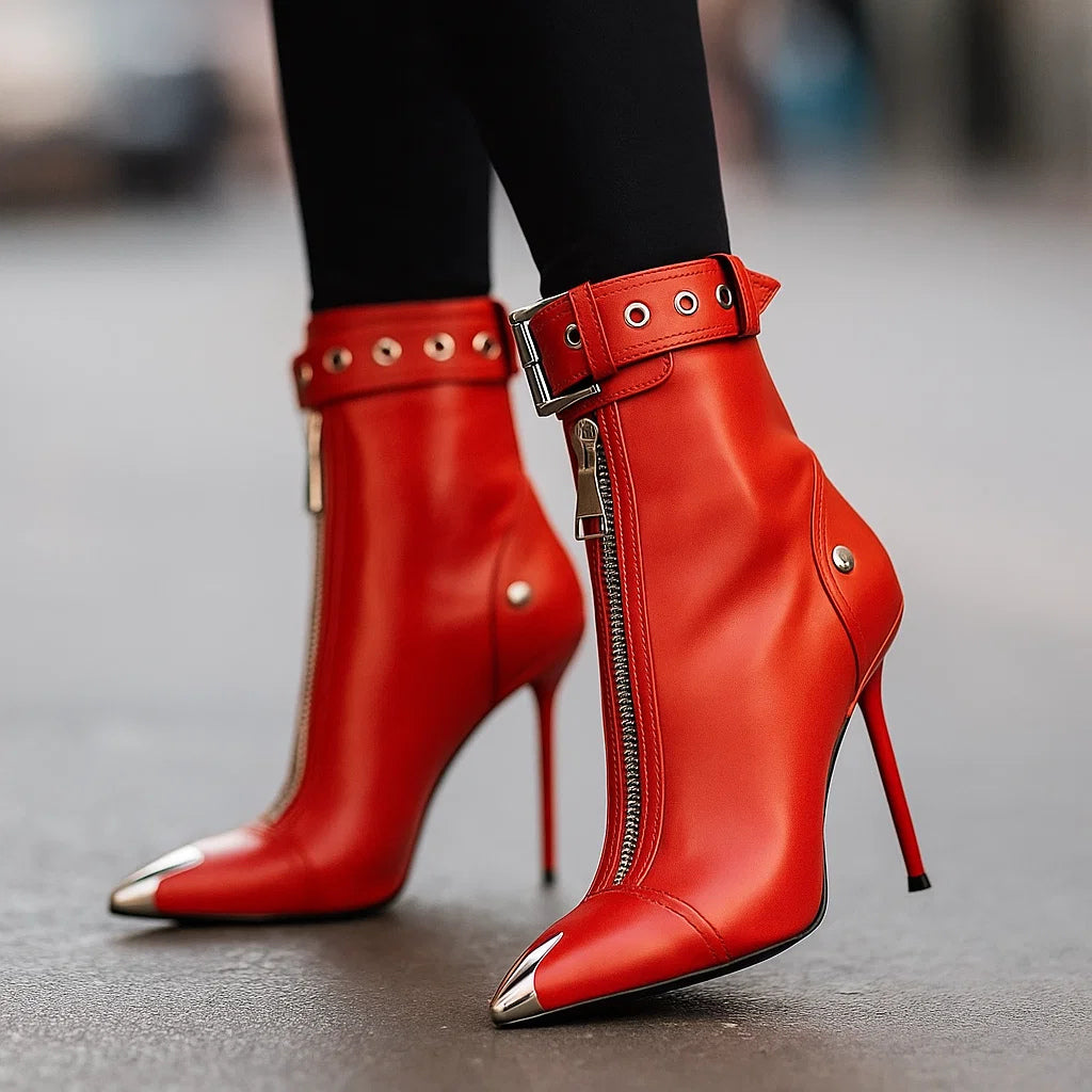 Lyla | Leather-Look Zip Ankle Boots