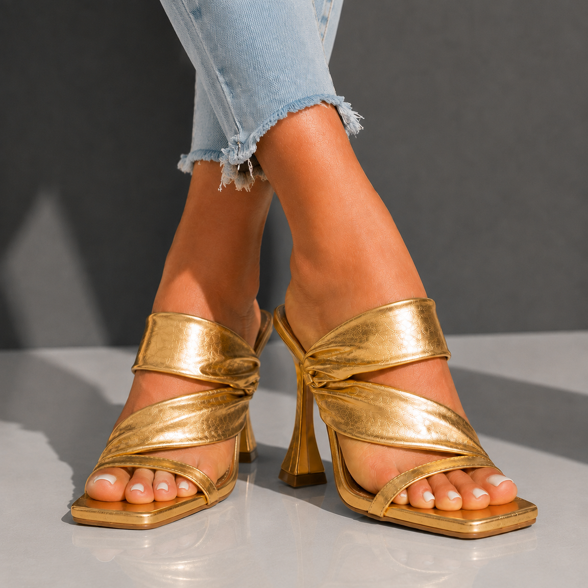 Serena | Crossover Strap Heeled Mules