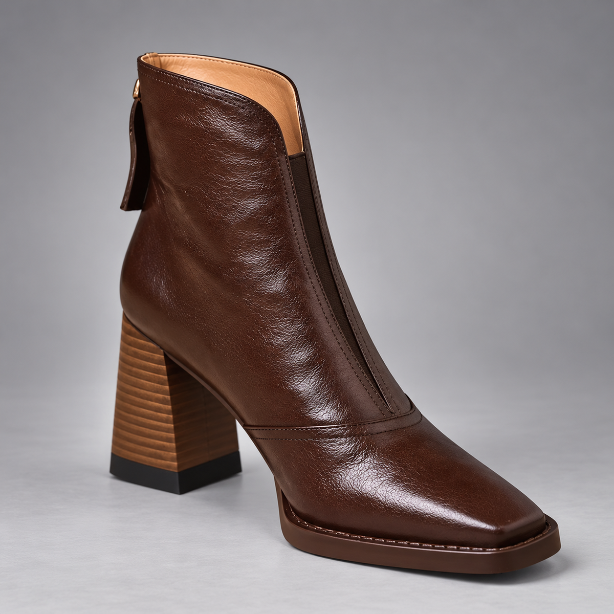 Marissa | Leather Mid-Heel Ankle Boots