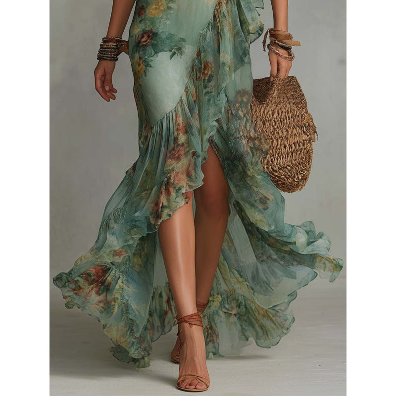 Sonia | Watercolor Floral Wrap Maxi Dress