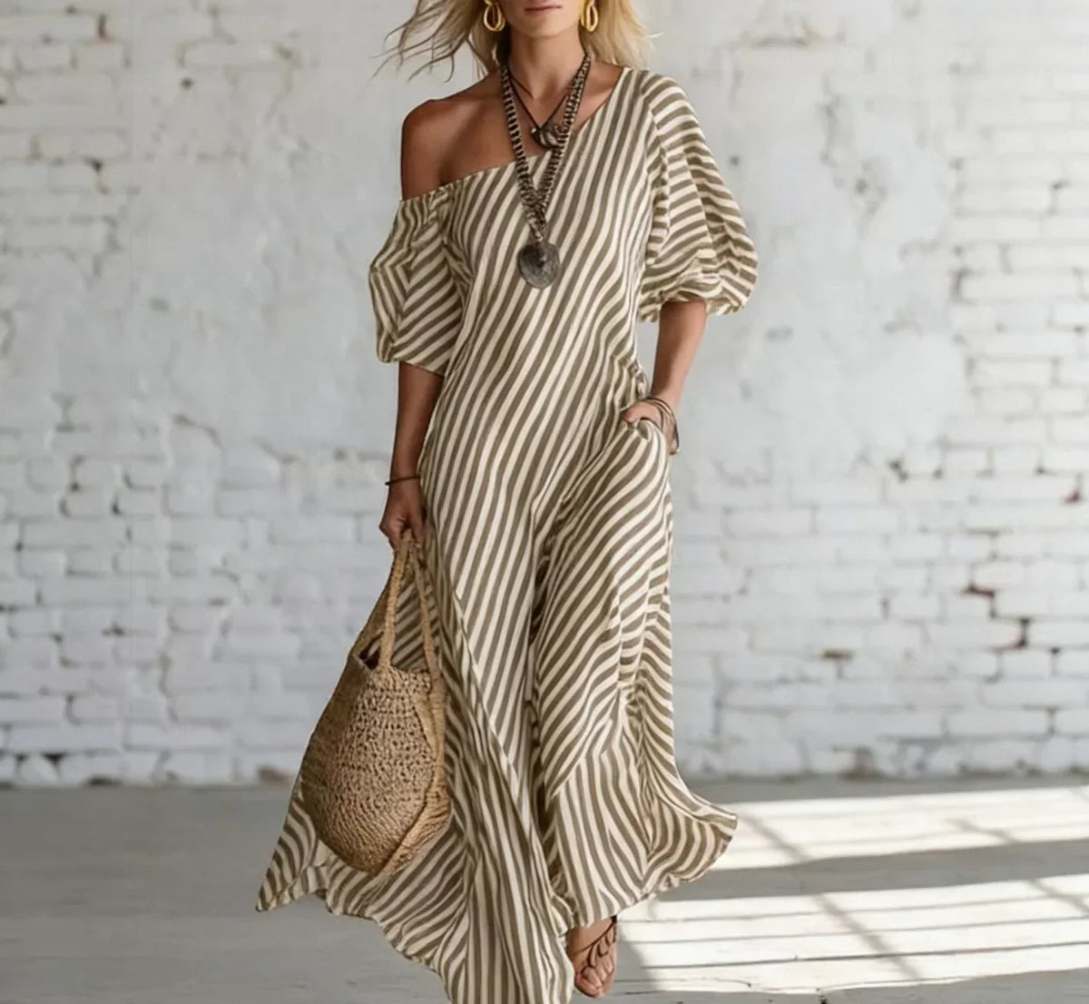 Winona | Striped One-Shoulder Maxi Dress
