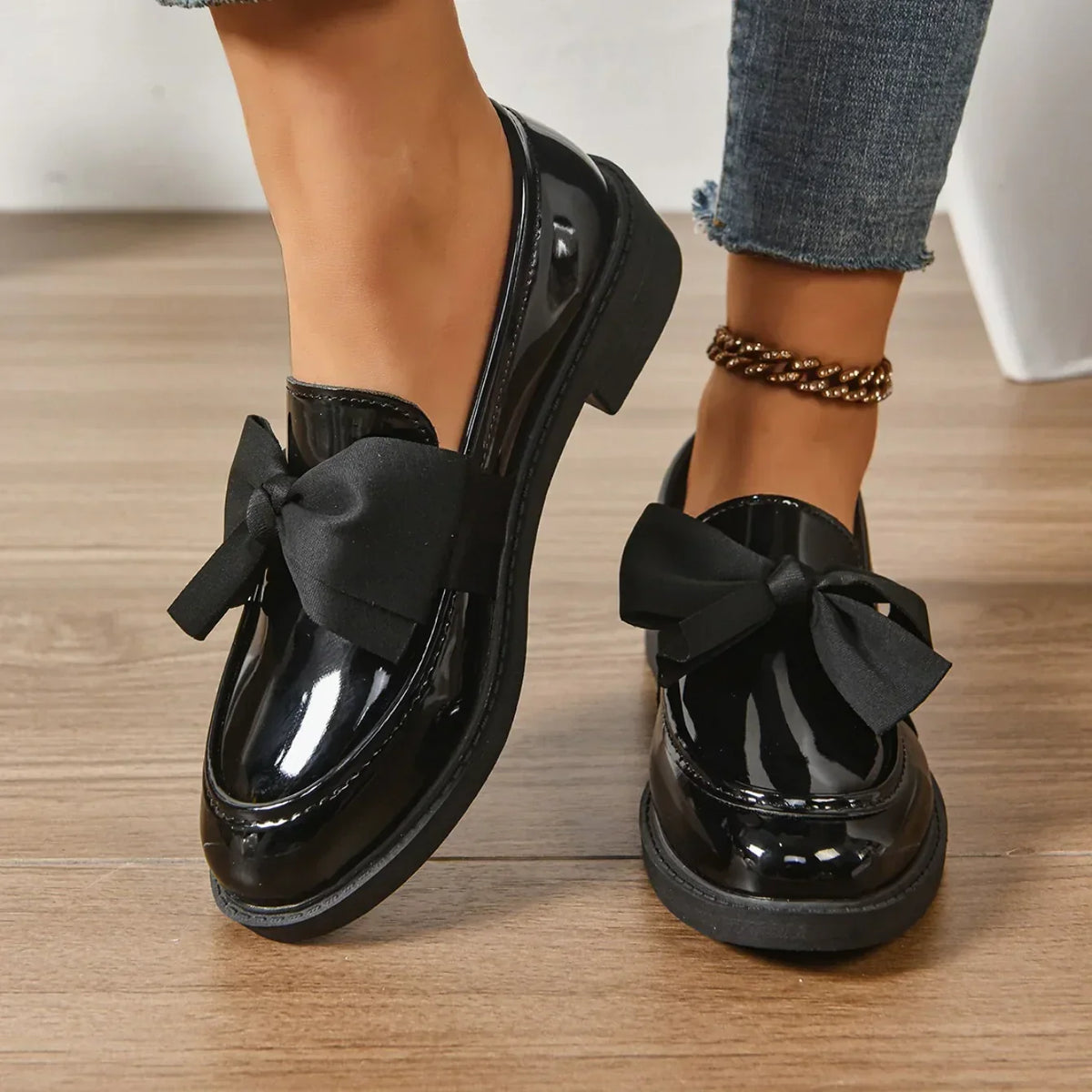 Louisa | Leather Loafers with Bow