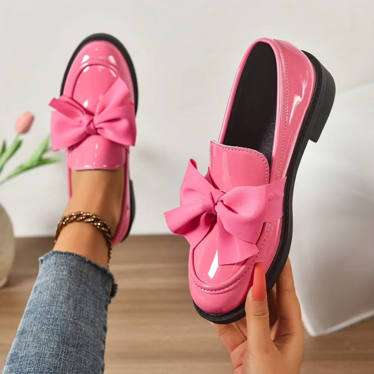 Louisa | Leather Loafers with Bow