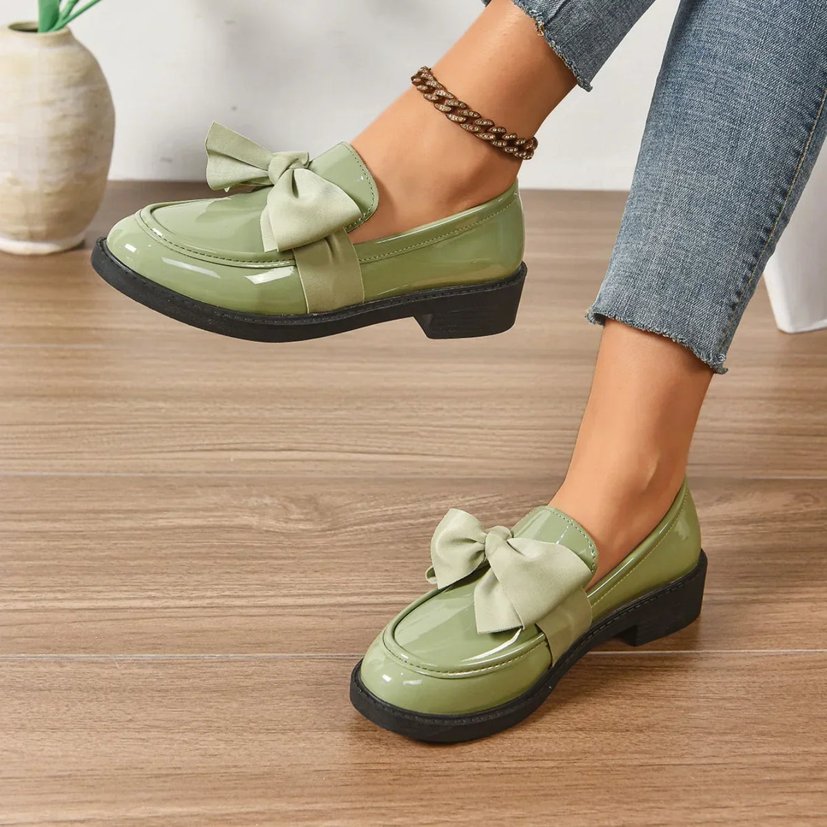 Louisa | Leather Loafers with Bow