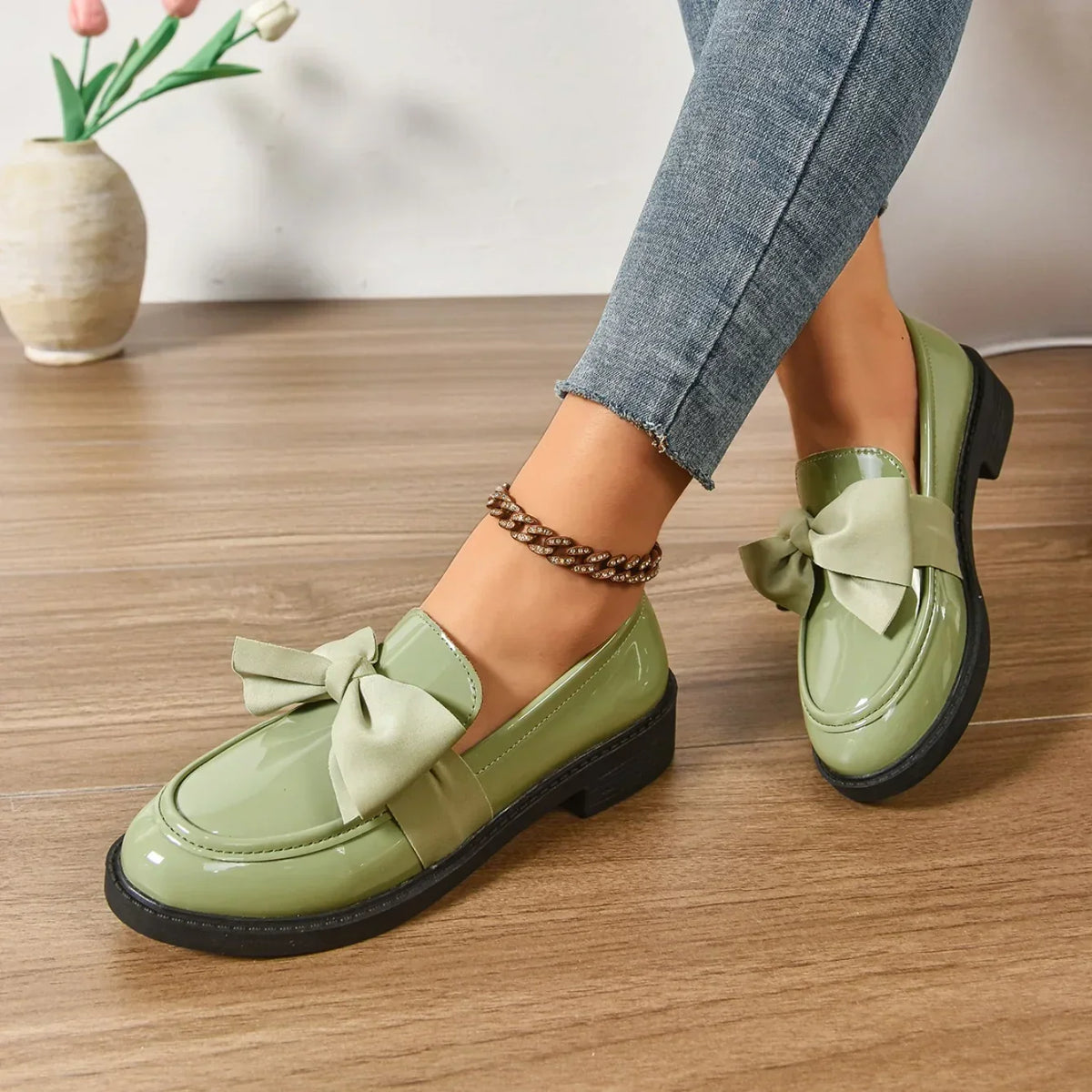 Louisa | Leather Loafers with Bow