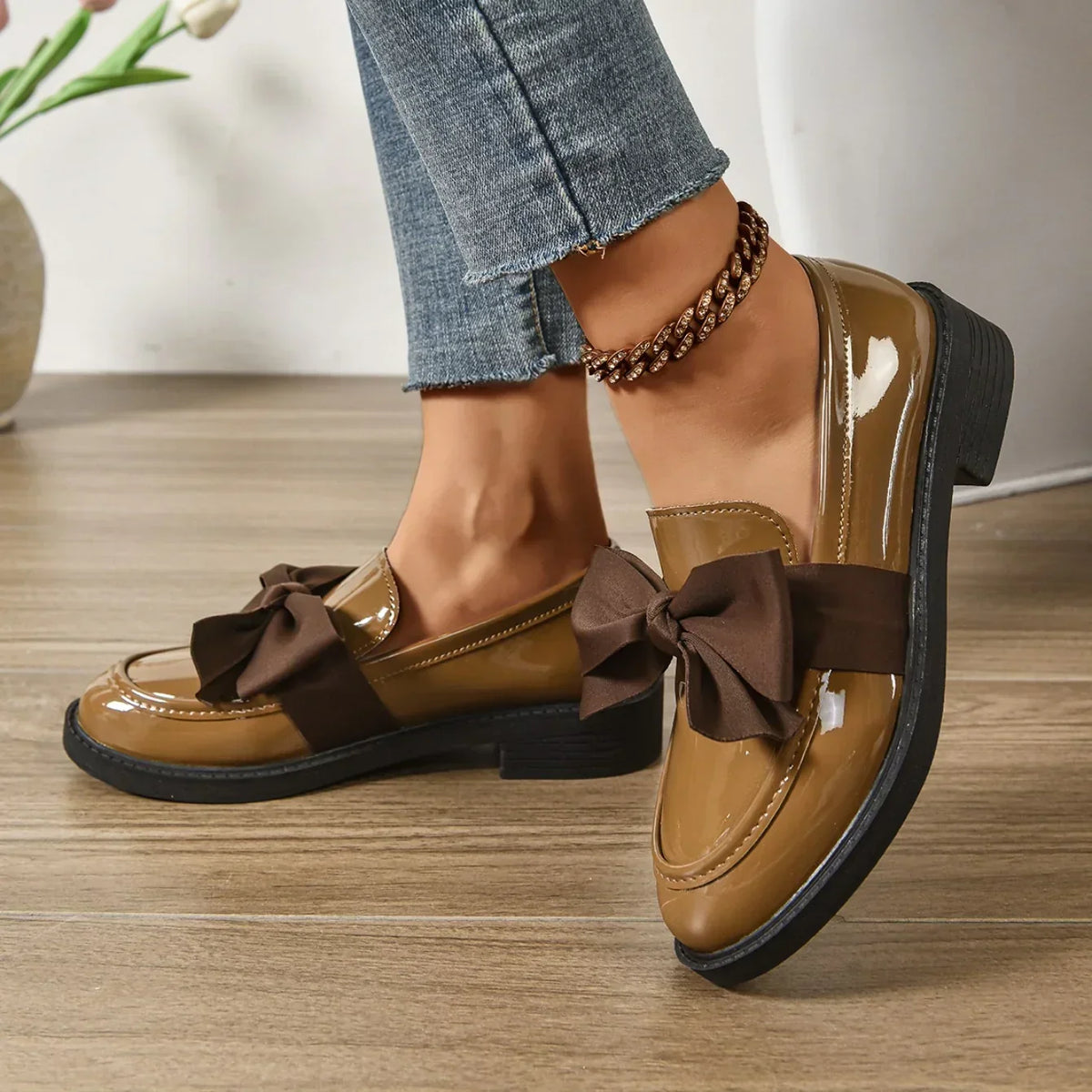 Louisa | Leather Loafers with Bow