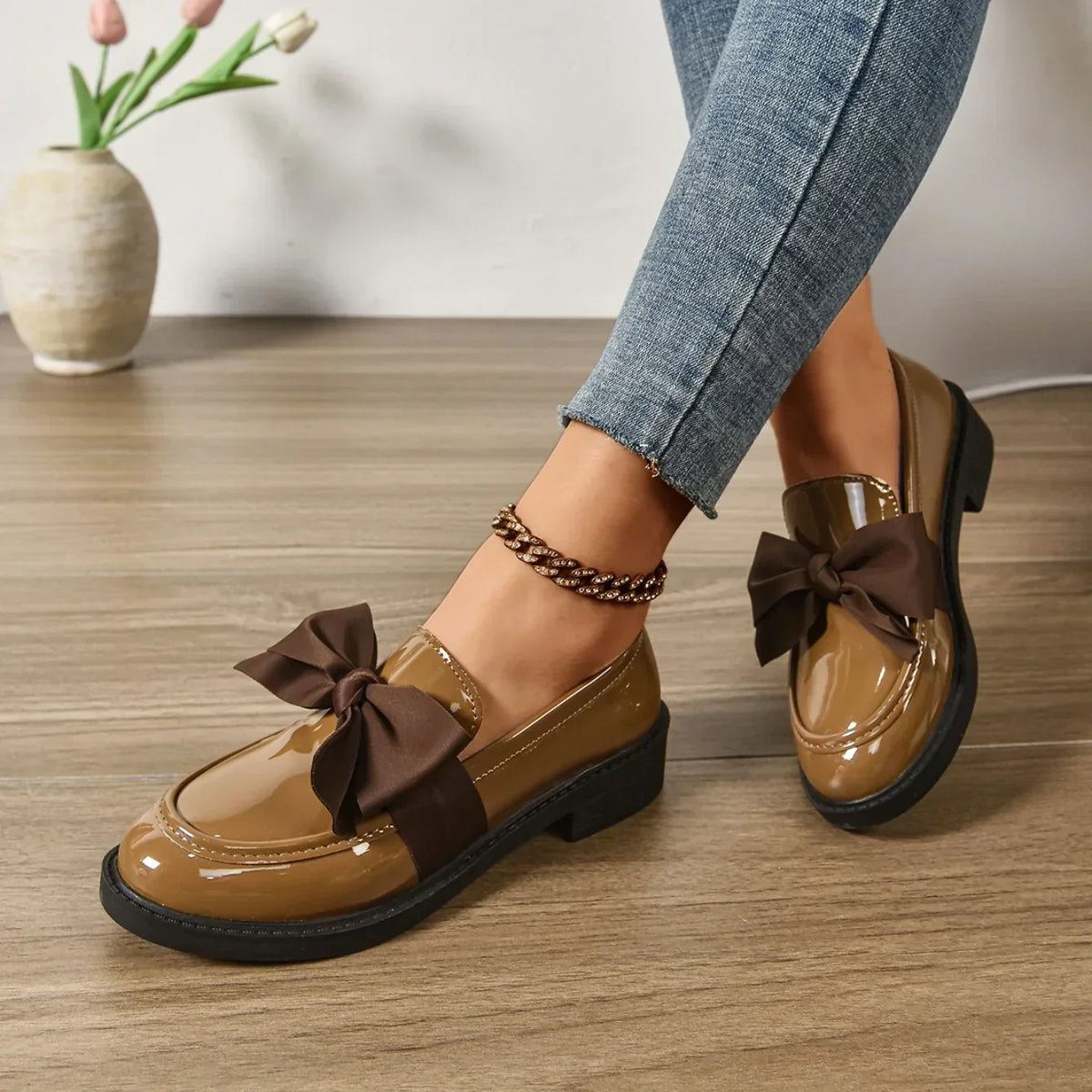 Louisa | Leather Loafers with Bow