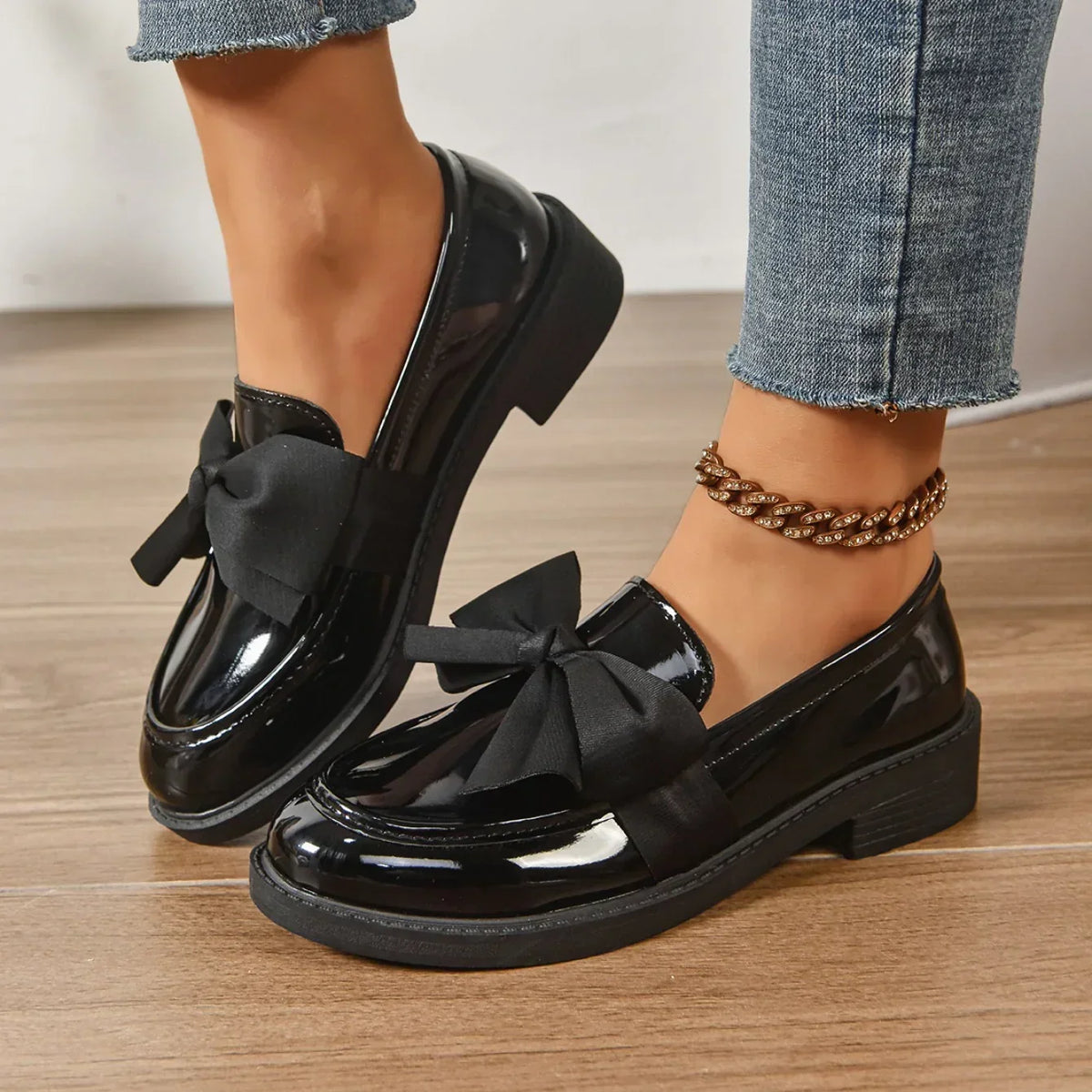 Louisa | Leather Loafers with Bow