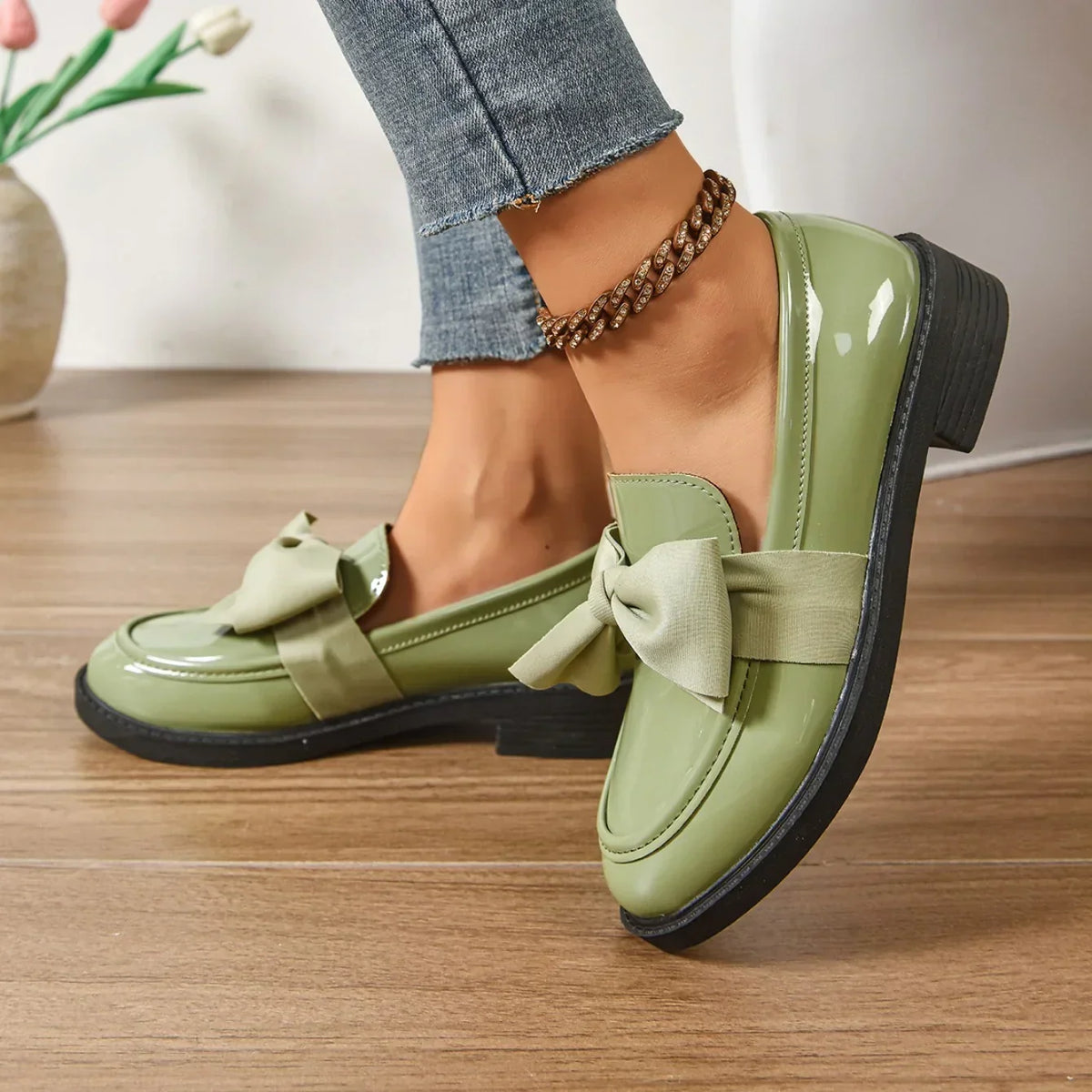 Louisa | Leather Loafers with Bow
