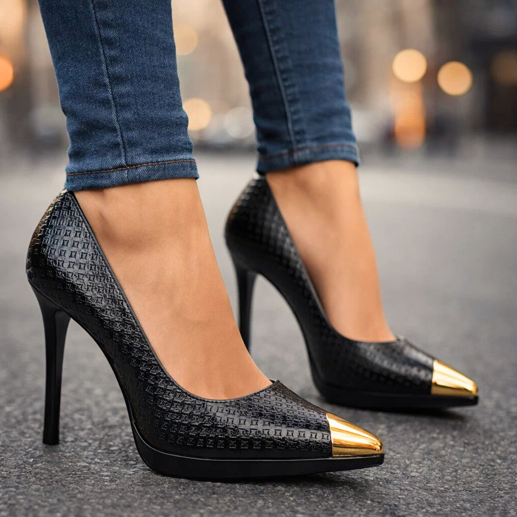 Aveline | Heels with Gold-Tone Toe Cap