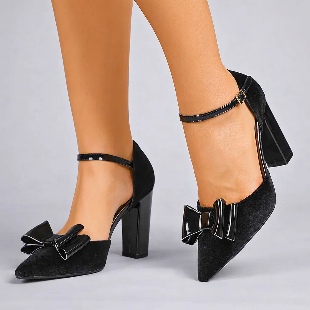 Lyla | Velvet Bow Heels