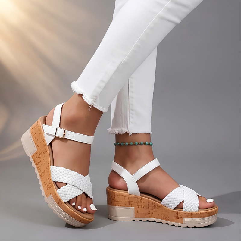 Hazel | Woven Cork Wedge Sandals