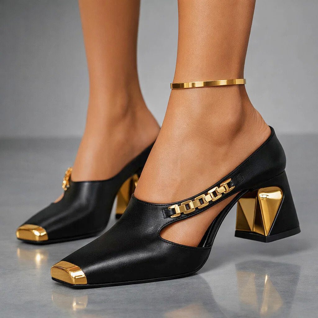 Alessia | Metallic Accent Heels