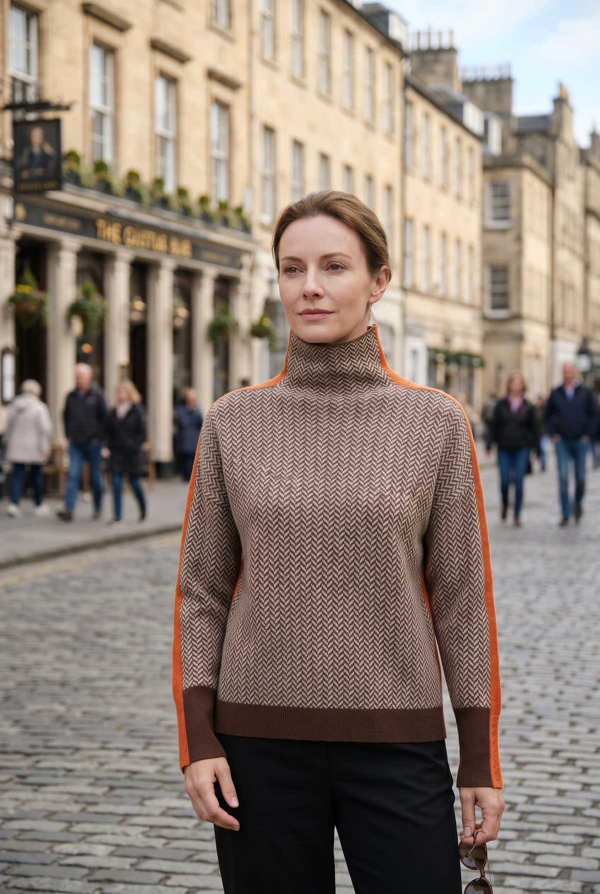 Marie | Contrast Stripe Turtleneck Top