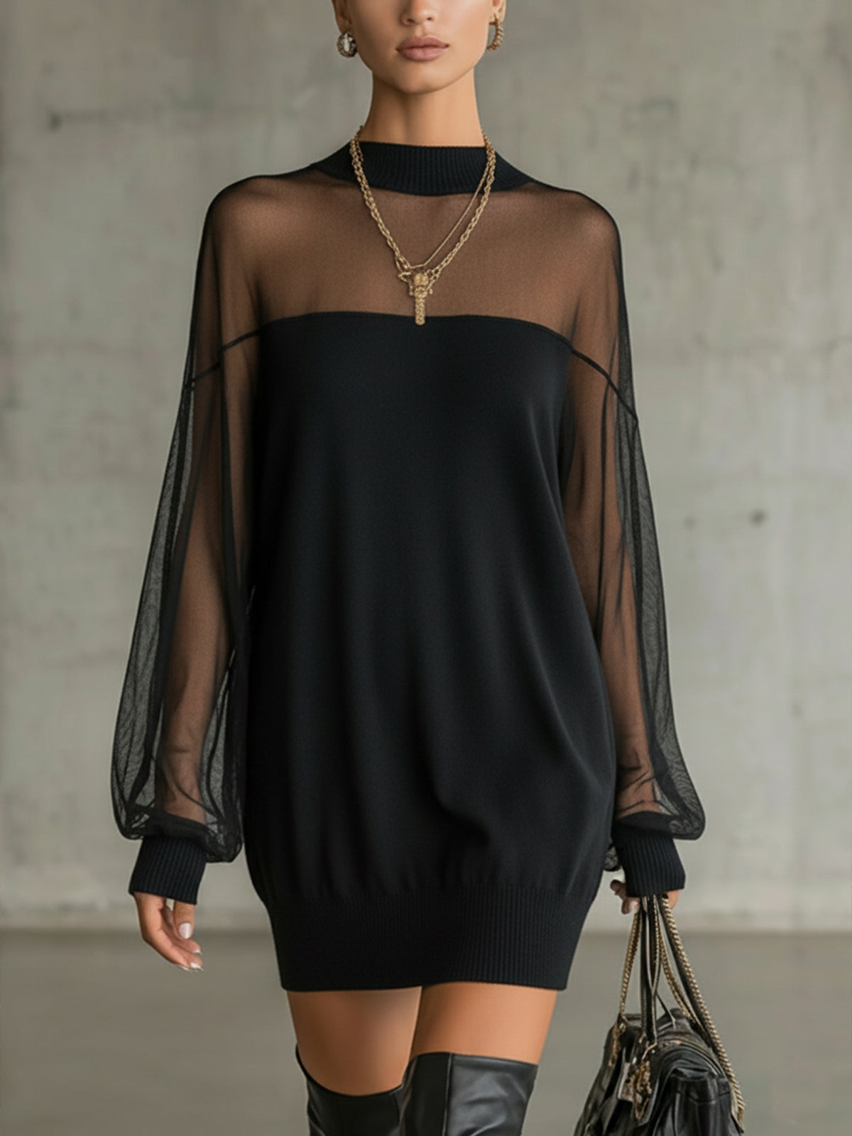 Lucille | Mini Dress with Mesh Sleeves