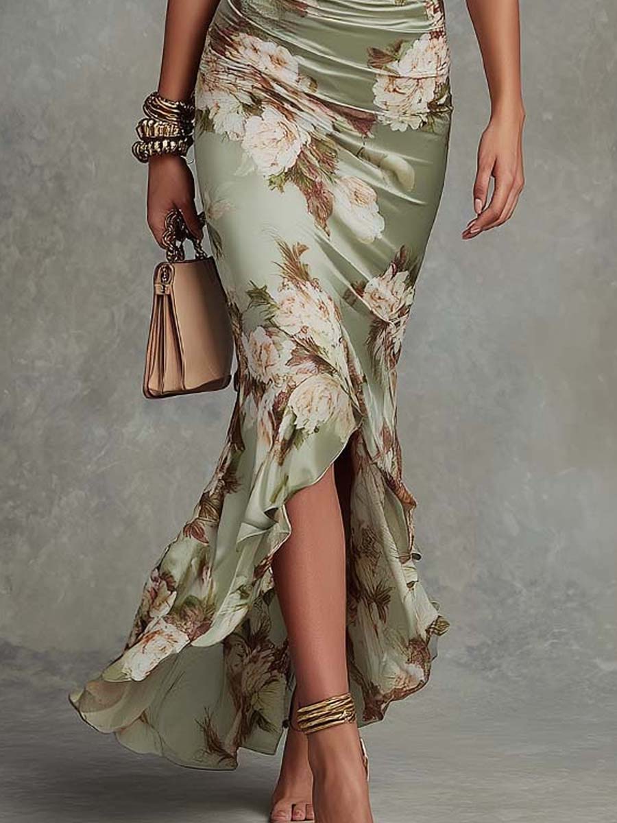 Octavia | Satin Dress with Bell Sleeves