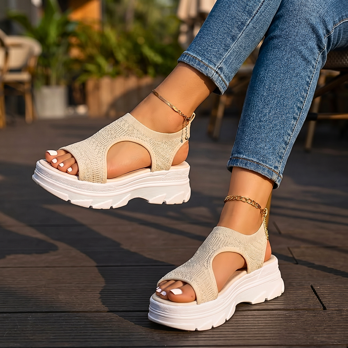 Hadley | Knit Wedge Sandals