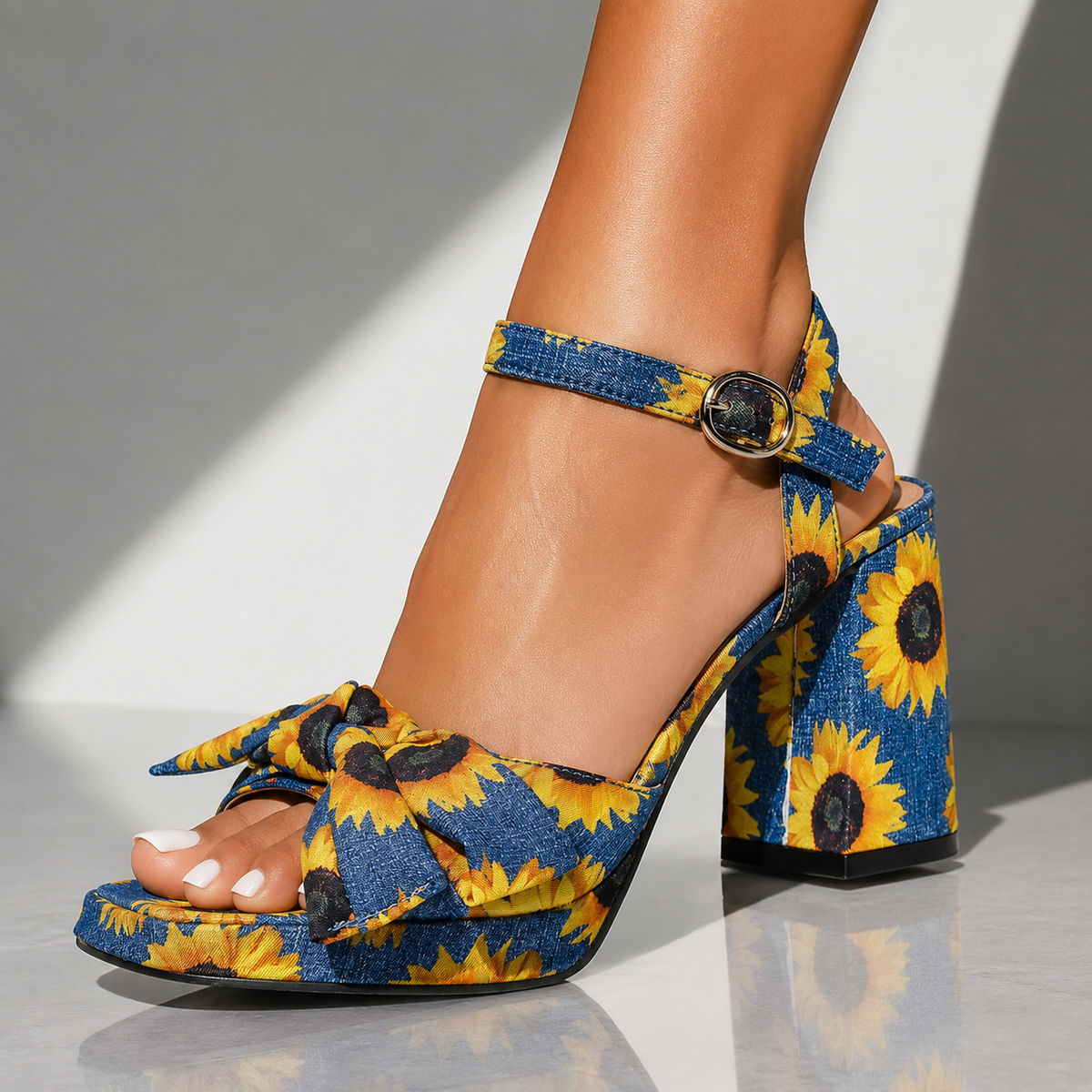 Bella | Sunflower Denim Heels