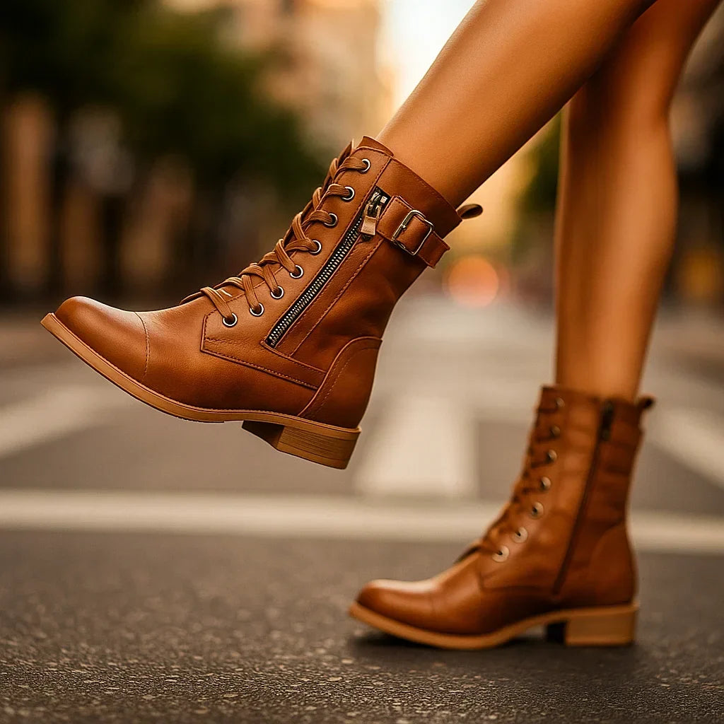Ravyn | Buckle Lace-Up Ankle Boots