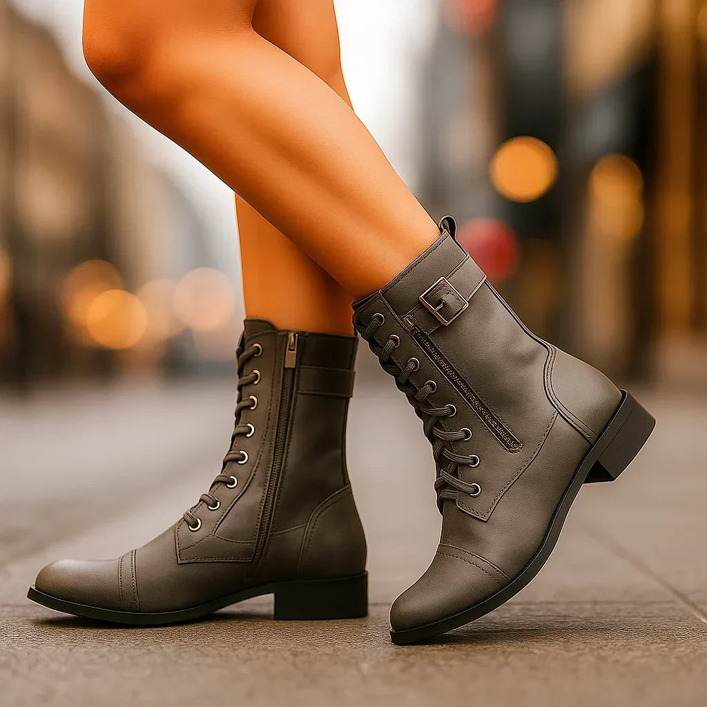 Ravyn | Buckle Lace-Up Ankle Boots