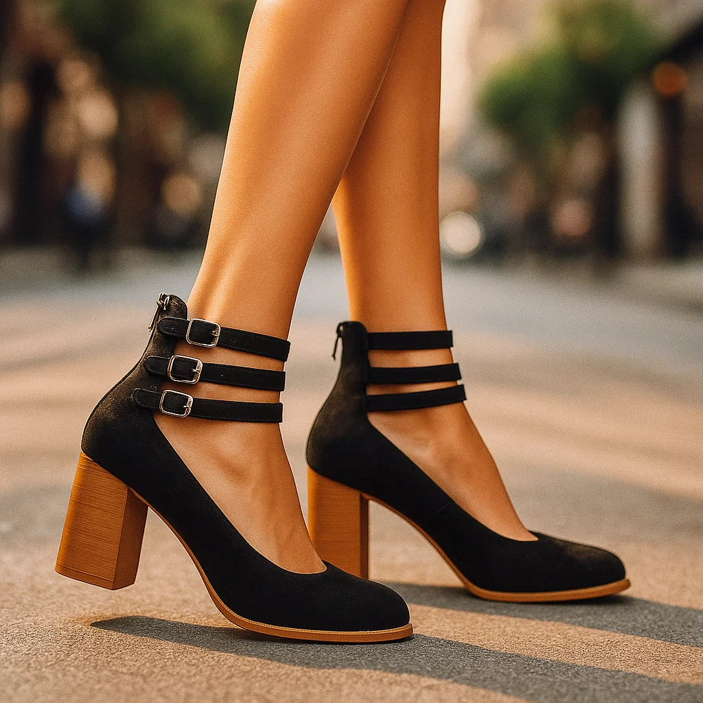 Sofia | Buckle Block Heels