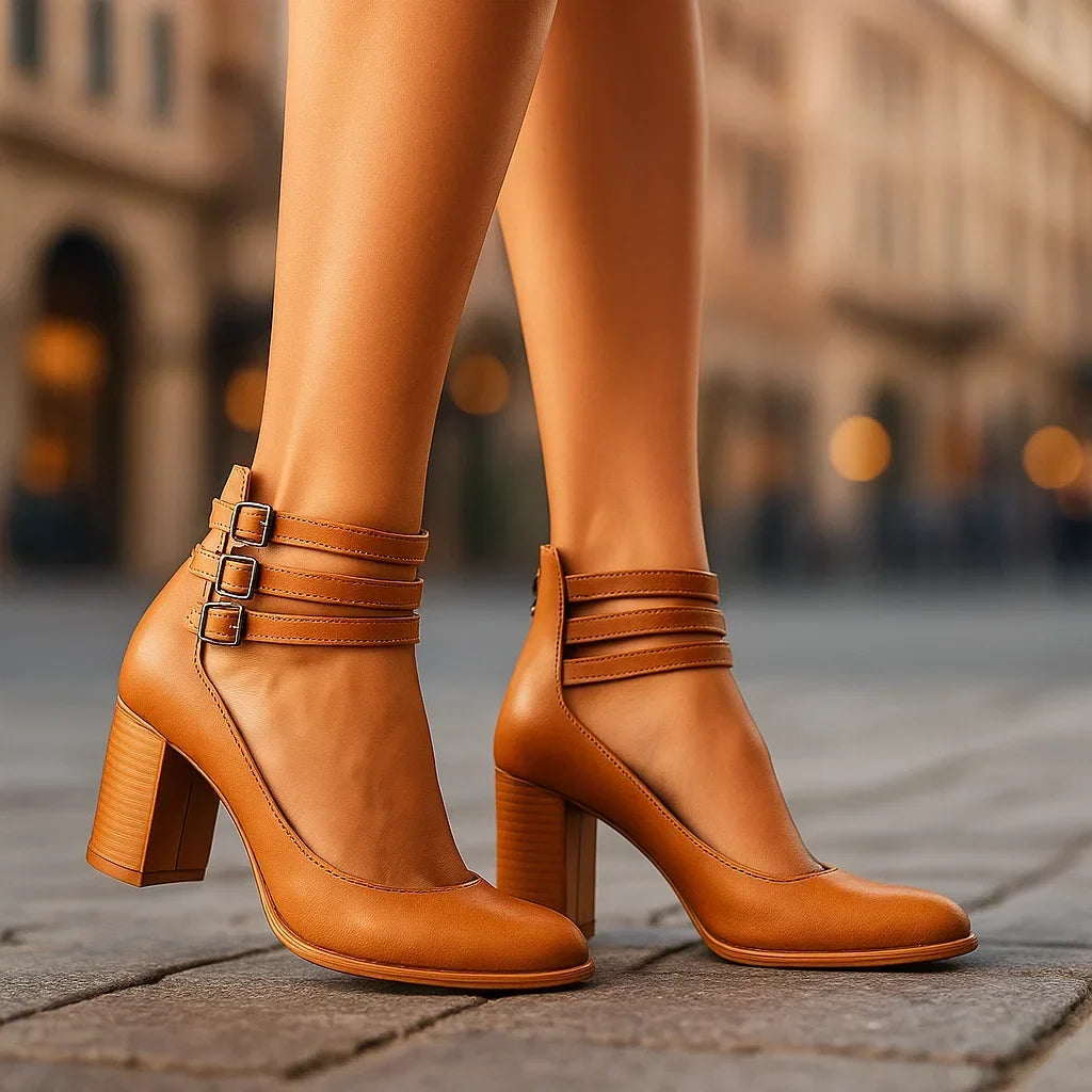 Sofia | Buckle Block Heels