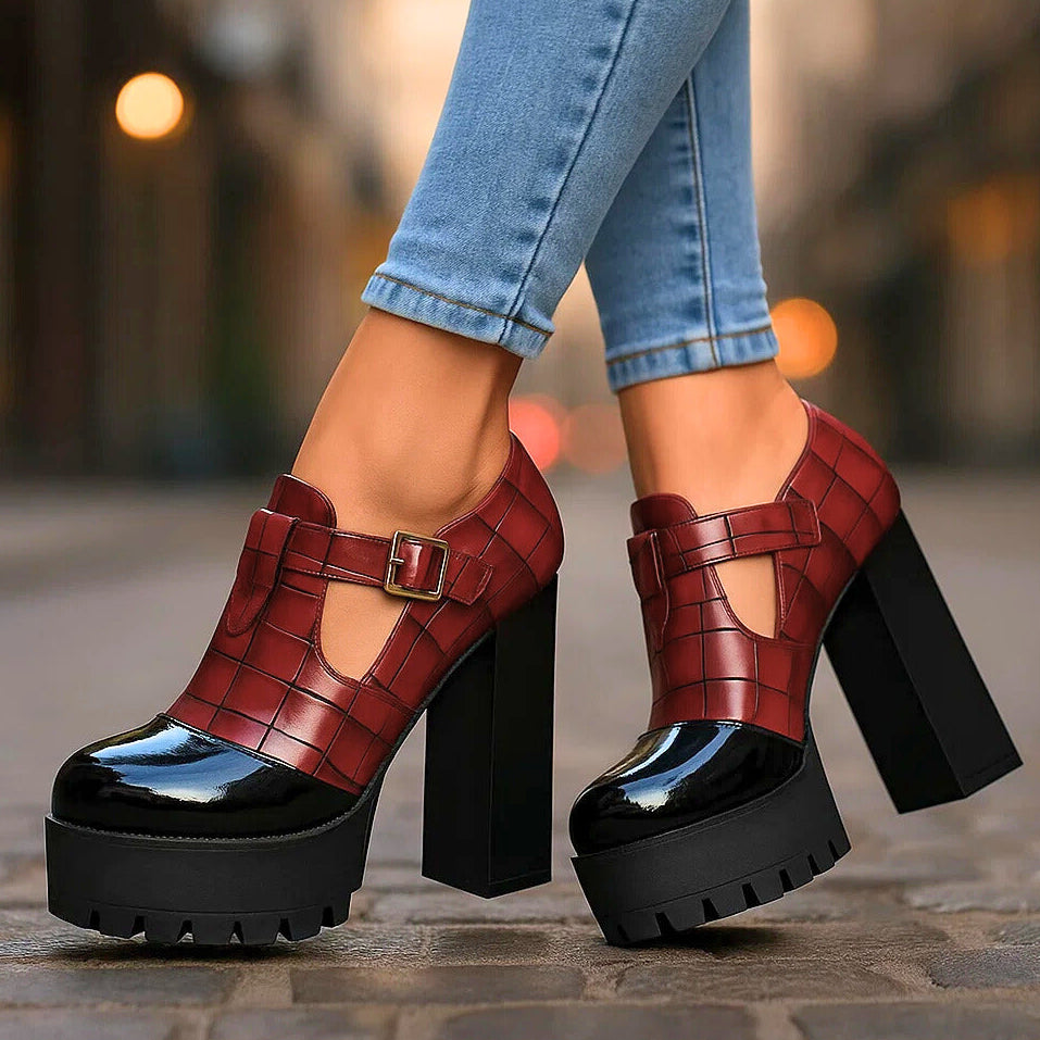 Vivienne | Croc-Embossed Block Heels