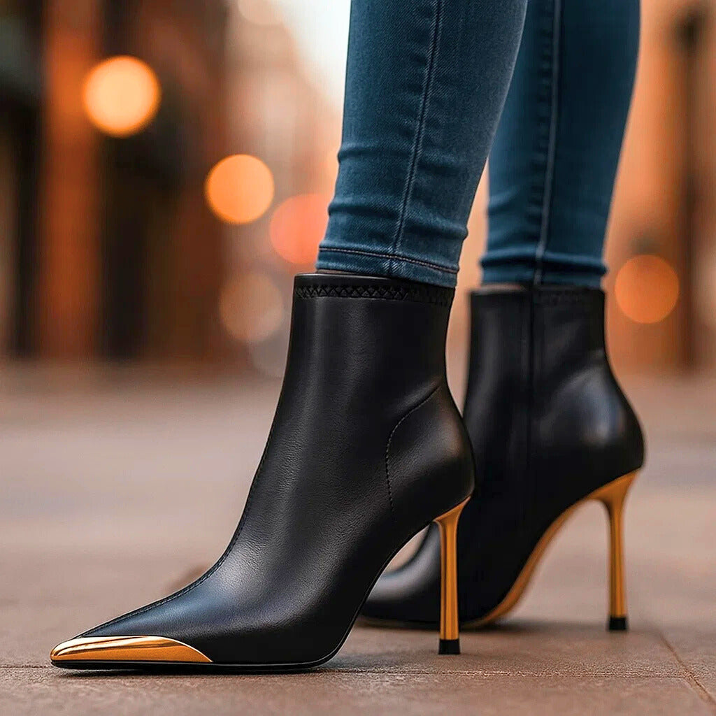 Aveline | Ankle Boots with Gold-Tone Detail