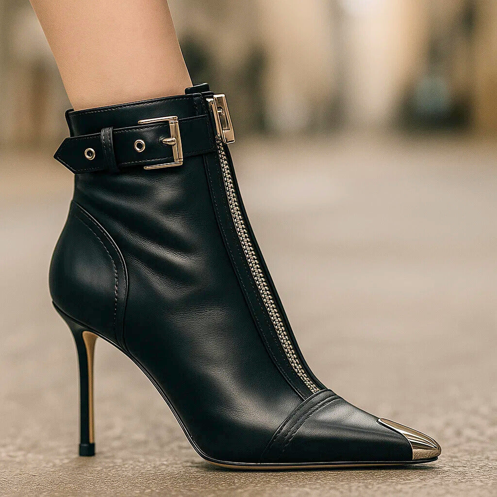 Lyla | Leather-Look Zip Ankle Boots