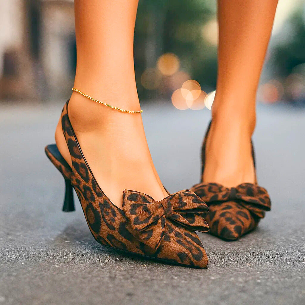 Lilian | Leopard Print Heels with Bow