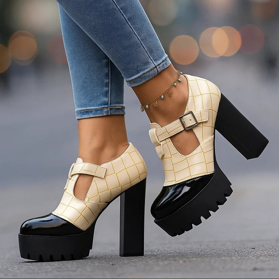 Vivienne | Croc-Embossed Block Heels