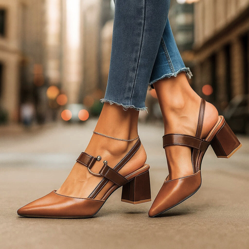 Avalina | Heels with Gold-Tone Ring