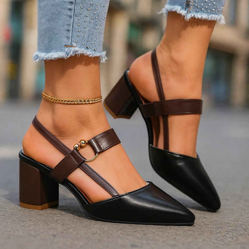 Avalina | Heels with Gold-Tone Ring