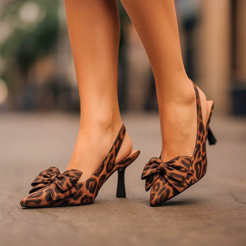 Lilian | Leopard Print Heels with Bow