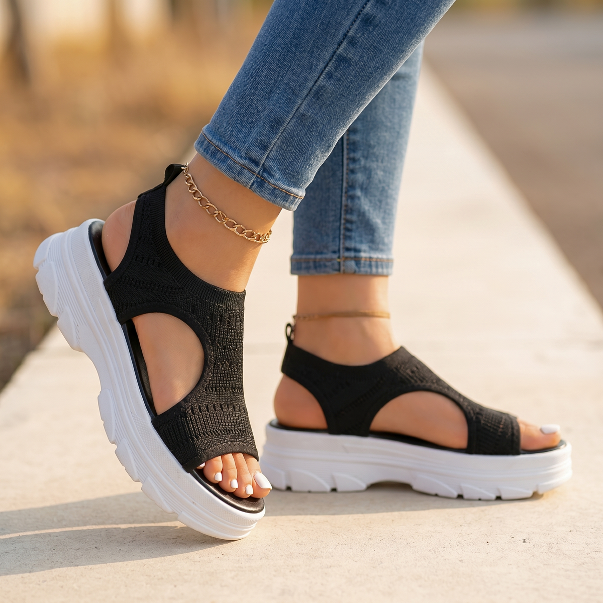 Hadley | Knit Wedge Sandals