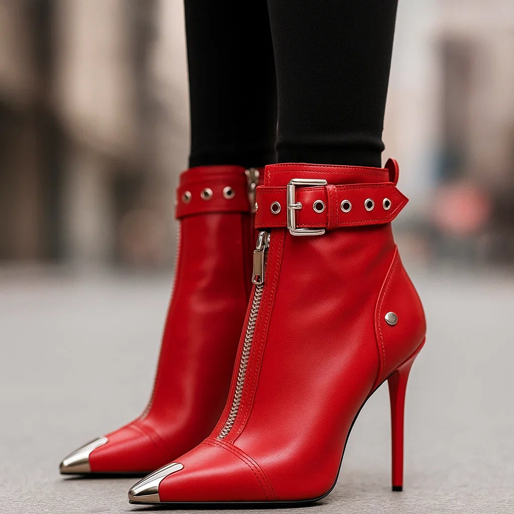 Lyla | Leather-Look Zip Ankle Boots